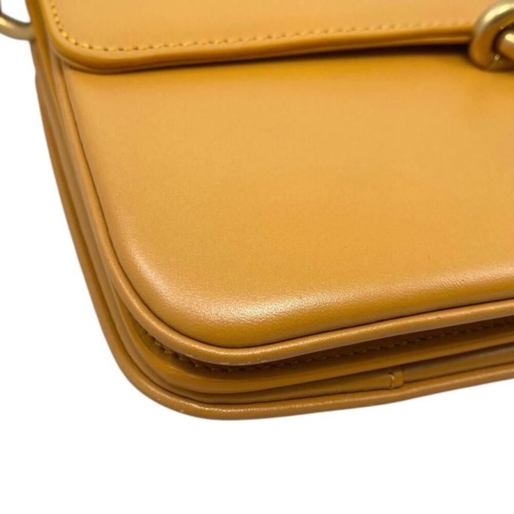 Saint Laurent Shoulder Bag Mayon Satchel Leather Orange Gold Hardware - Picture 5 of 14
